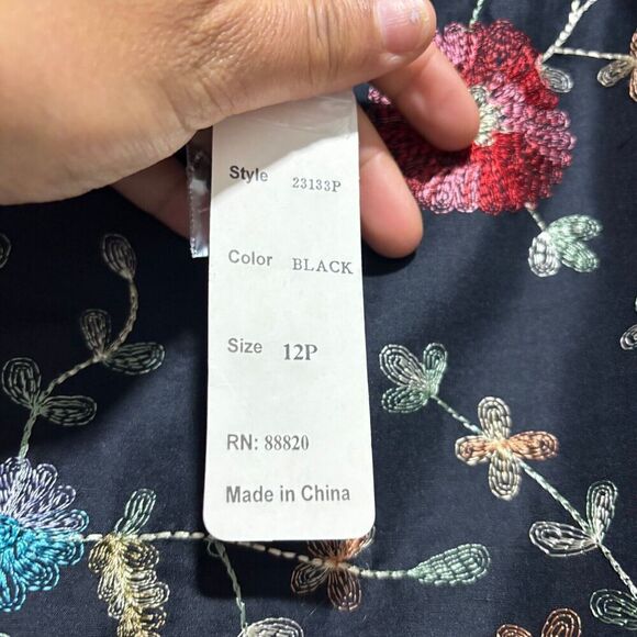 Silkland Short Pencil Skirt 12 Petites Black Floral Embroidered Lined Back Zip - Picture 6 of 8